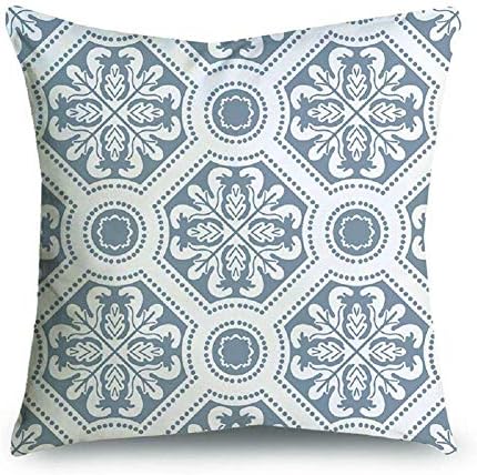 BCKAKQA Throw Pillow Covers Set of 4 Blue Grey Vintage Mandala Cushion Covers 60cm x 60cm Soft Polyester Square Decorative Throw Pillow Case for Living Room Sofa Couch Bed Pillowcases 24 x 24 inch