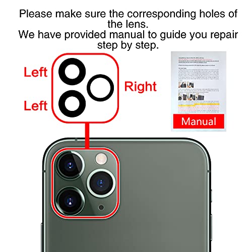 2Pcs Asdawn Back Rear Camera Lens Glass Replacement For Iphone 11 Pro And 11 Pro Max Camera Lens Replacement With Pre-Installed Adhesive + Installation Manual + Repair Tool Kit #TOP5