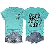 Mihvhyrt Volleyball Shirt Women Volleyball Lover Player Mom Coach Gift If You Want a Soft Serve Go Get Ice Cream Game Day Tee