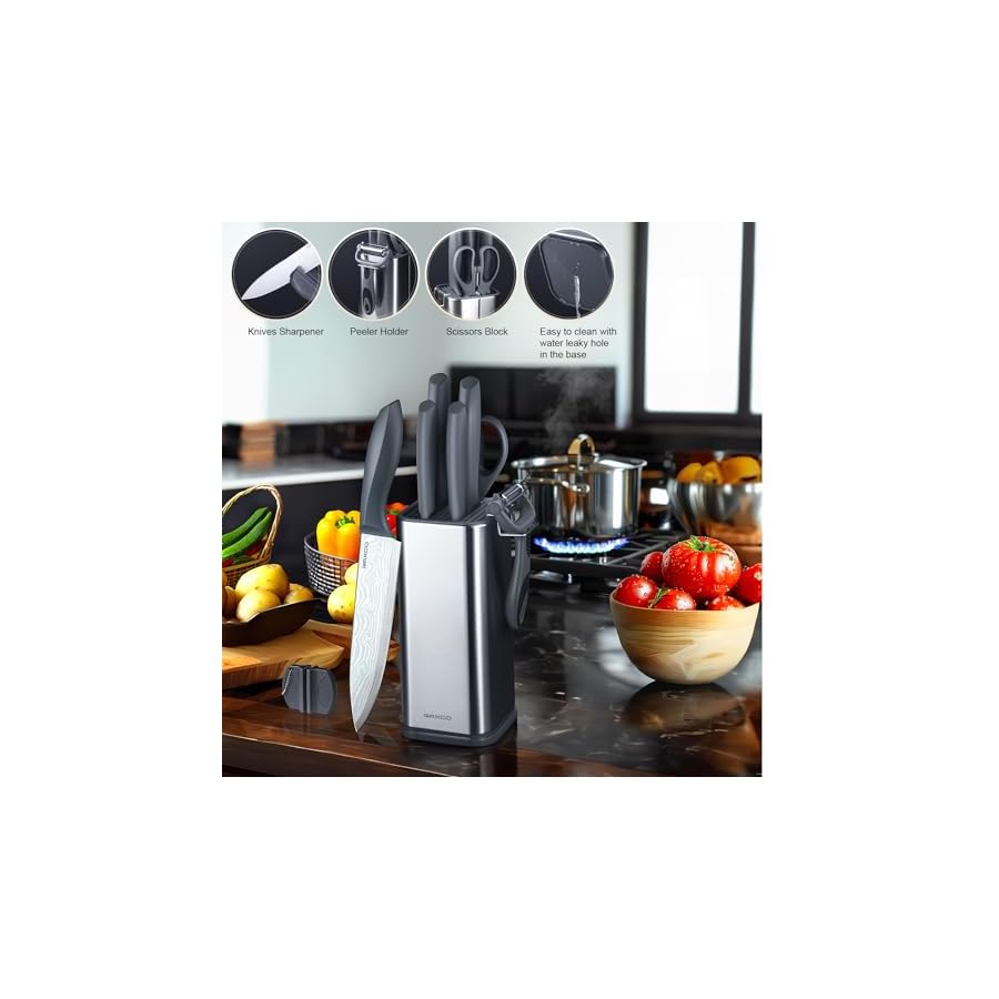 RAXCO Kitchen Knife Set-5 set of Knives,5 Kitchen Accessories-Fits for Apartment Flat condo,Cuchillo de cocina(Gray)