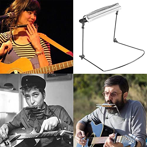 Mundharmonika-Halterung mit verstellbarer stabiler Halterung für Harmonika, Schwarz (10 Löcher)