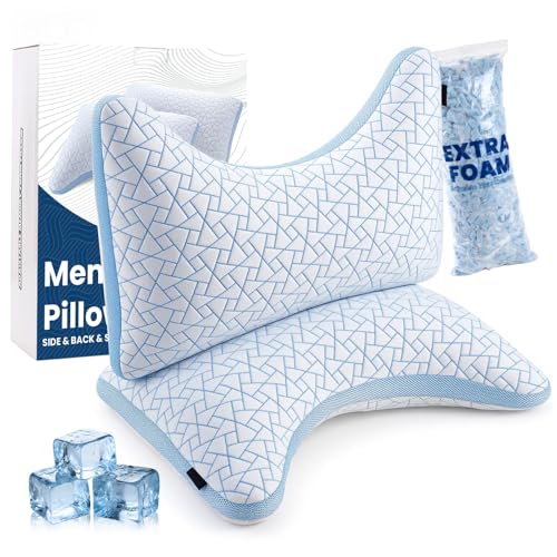 A-Pce Adjustable Pillow, Queen Size Set of 2 Bed Pillows for Sleeping, Luxury Shredded Memory Foam...