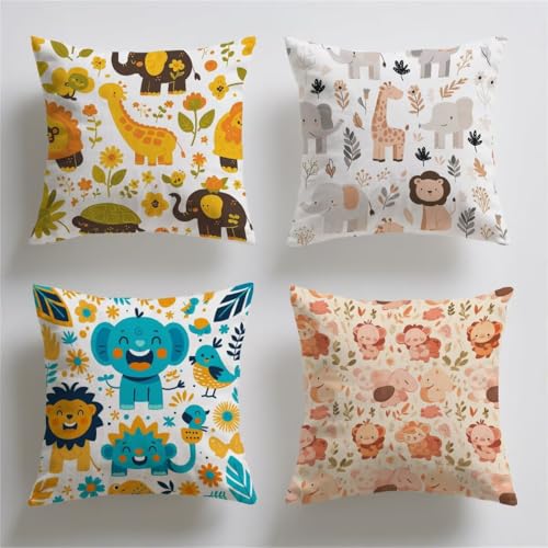 Funda Cojin 60 x 60, Cojines Sofa Exterior Juego de 4, Fundas de Cojines Animal Geometría Suave Terciopelo Fundas Almohada Decorativos, Impresión a Doble cara, Cojin Exterior Jardin, Home Decor T-120
