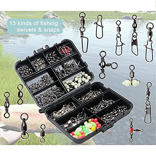 Jshanmei Fishing Swivels Kit - Ball Bearing Swivel, Rolling Barrel Swivel, Crossline Three Way Swivel, Duo Lock Snap, High Strength Fishing Line Connector For Bass Trout Saltwater Freshwater #TOP3