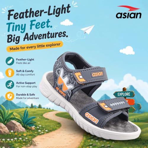 Image of ASIAN Virat Junior-11 Sports Sandals | Soft Cushion Comfort, Adjustable Velcro Fit, Lightweight & Durable | Outdoor Play Sandals for Boys & Girls