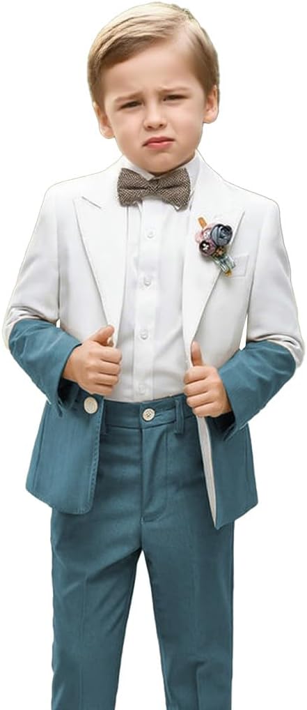 Boys 2 Piece Jacket Pants Suits Toddler Tuxedo Suit Set for Teen Boys Kids Wedding Two Color