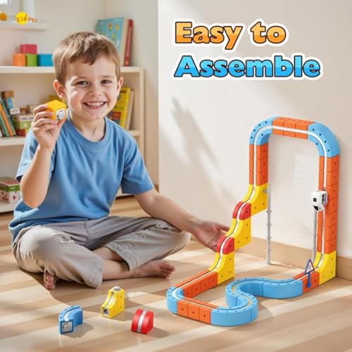 Image of Pampam Magnetic Electric Train Set for Kids 3-9 Years, 150 PCS STEM Building Blocks Race Track Toy, DIY Anti-Gravity, Boys & Girls