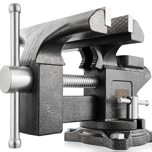 Image of [Upgraded] Bench Vise 6” - Table Vice For Workbench, Utility Vise with Heavy Duty Cast Iron, Multi-Jaw, 270 Degree Swivel Base, Larger Anvil, Easy Adjustment for Woodworking, Workshop DIY Uses