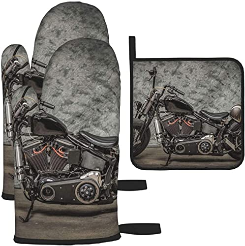 JKKL Motorcycle Illustration Pattern,3pcs Oven Mitts and Pot Holders for Kitchen,Cooking,Baking,Grilling,BBQ JKKL Motorcycle Illustration Pattern,3pcs Oven Mitts and Pot Holders for Kitchen,Cooking,Baking,Grilling,BBQ