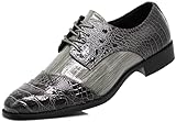 STW Men's Alligator Crocodile Print Oxfords Fashion Lace Up Dress Shoes (13 D(M) US, Grey)