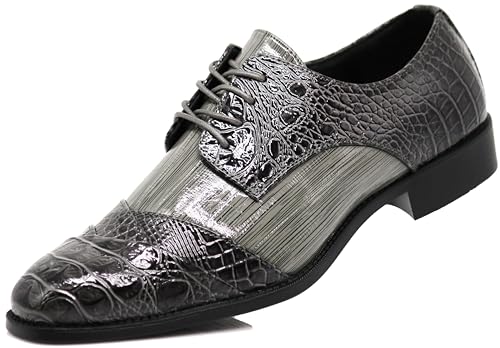 Image of STW Men's Alligator Crocodile Print Oxfords Fashion Lace Up Dress Shoes
