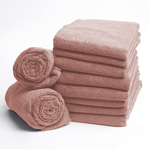 Fromm Softees Microfiber Salon Hair Towels For Hairstylists, Barbers, Spa, Gym In Terracotta, 16" By 29", 10 Count | Perfect Hair Care Towel For Drying Curly, Long, Wavy Hair #TOP3