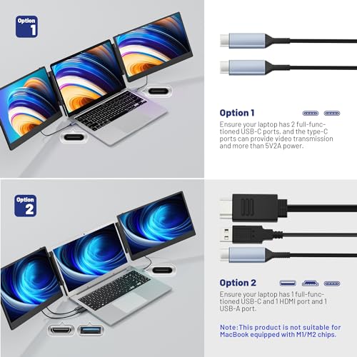 14 Portable Laptop Screen Extender - S3 FHD 1080P IPS Monitor, Plug and Play with HDMI/USB-A/Type-C, Compatible with Windows/Mac/Android/Chrome/Switch/PS5
