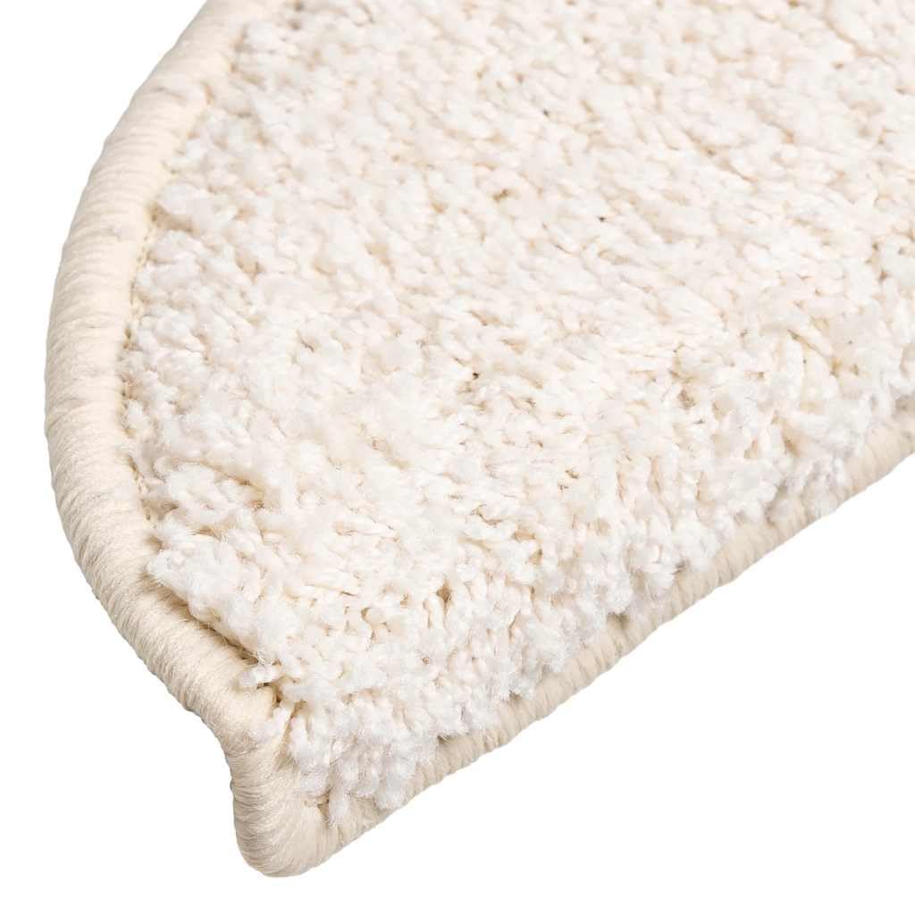 vidaXL Tapis d'escalier 15 pièces 56 x 17 x 3 cm Blanc Demi-Rond
