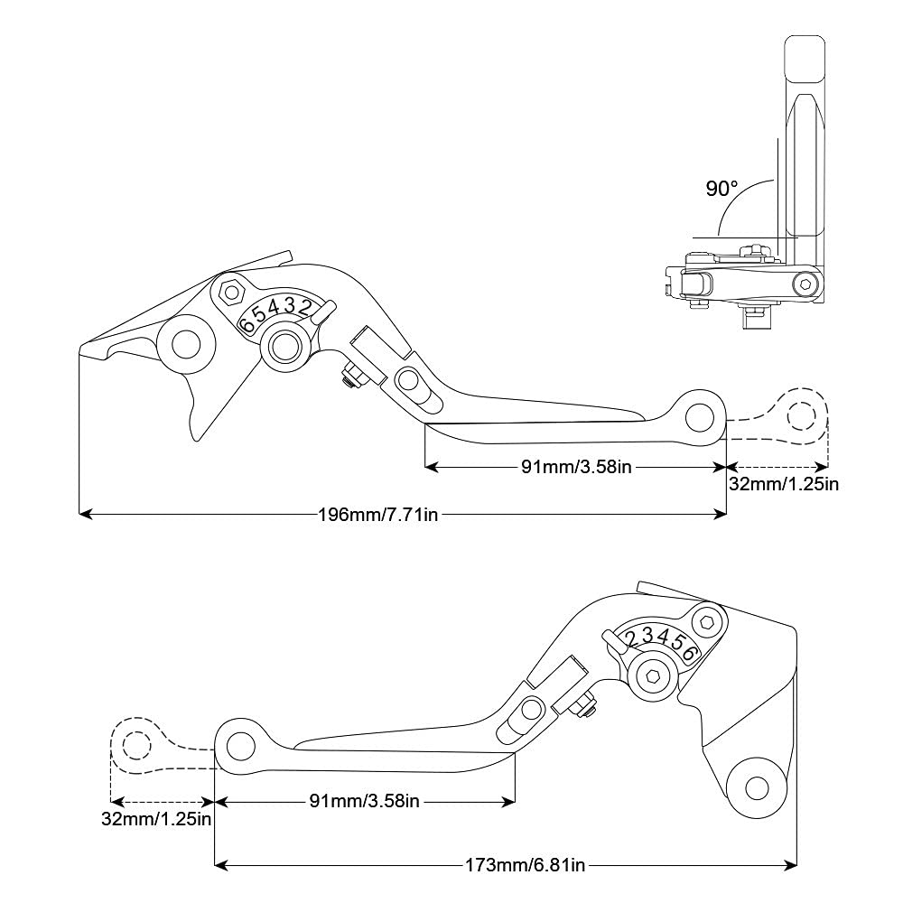 Frizione Freno Leve per Kawasaki per Z750 per Z 750 2004 2005 2006 Moto Allungabile Freno Frizione Leve Manubrio Manopole(5)