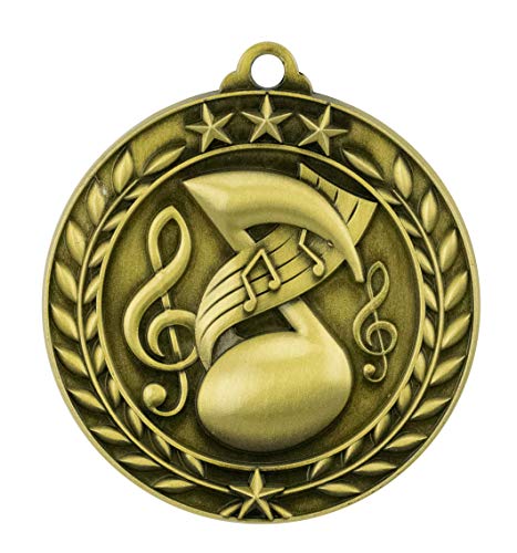 Express Medals Personalized Music Gold Medal with Red White & Blue Neck Ribbon Award Trophy WAM9 (1)
