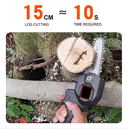 ZNP Mini Chainsaw with 2Pcs Batteries and 2Pcs Chain, 4-Inch Cordless Electric Protable Chainsaw One-Hand 0.7kg Lightweight, Pruning Shears Chainsaw for Tree Branch Wood Cutting