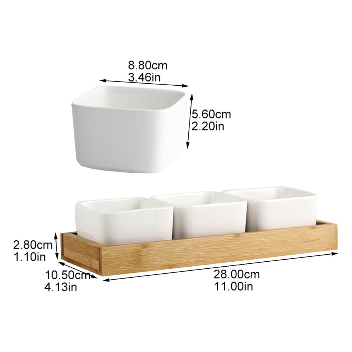 ABOOFAN Bandeja de Cerámica Dividida para Aperitivos Compartimentos, Fácil de Limpiar y Portátil, Adecuado para Servir Snacks en Casa