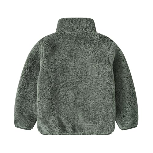 Kids Fall Winter Fuzzy Coat Zip Up Sherpa Fleece Lined Jacket with Pockets Plush Warm Stand Collar Outwear 1-113