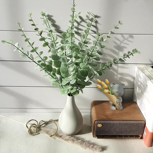 VERVENIX 5-Piece Artificial Eucalyptus & Gingko Leaves Stem Set –...
