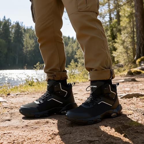 Image of Military Tactical Boots for Men Waterproof Non Slip Hiking Work Combat Boots 6 Inch Side Zip Cushion Botas Tacticas Militares