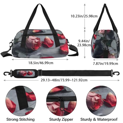 Red Rose Floral Kids Duffle Bag Boys Girls Small Sport Dance Gym Bag for Overnight Travel Weekender Carry On4