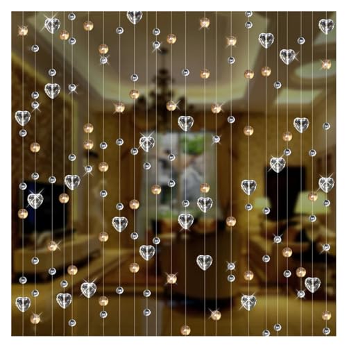 GSXLZ Cortinas Cristal Amor Transparente Cuentas de Cristal decoración Interior Puerta Cortina Hotel Sala de Estar Adornos de partición(Champagne,5 Strings 200cm)