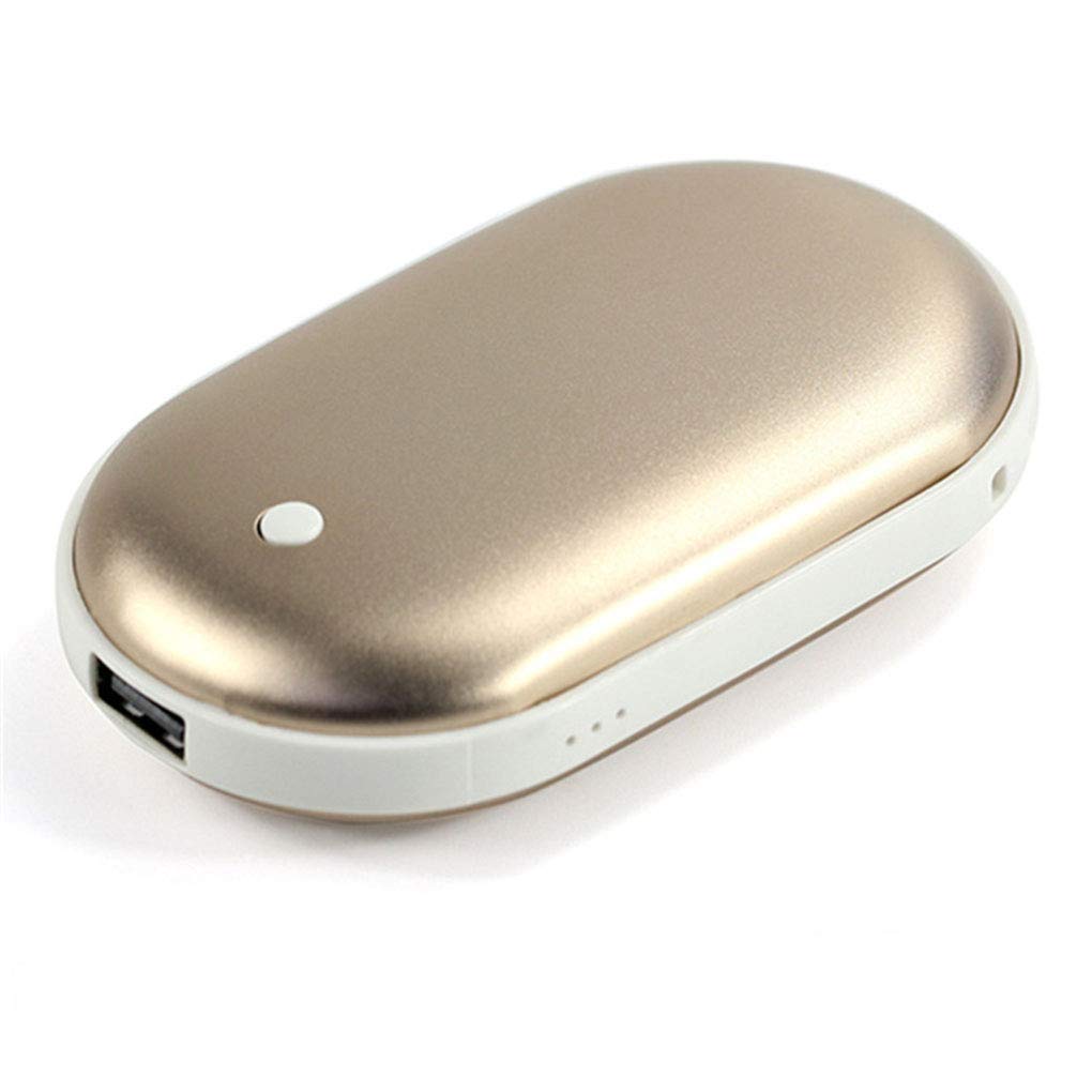 Scaldamani Ricaricabile USB Scaldamani Elettrico a Due Lati Powerbank Portatile Riutilizzabile Regalo Invernale Powerbank Sportivo Indoor-Outdoor, Oro Locale
