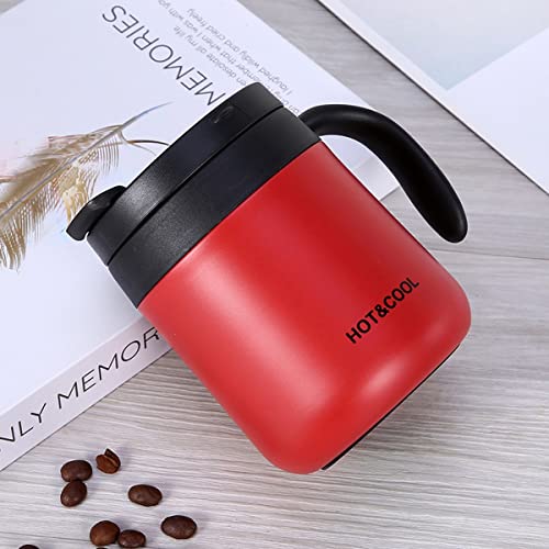 Image of Mockery Stainless Steel 350ml Coffee Cup, Thermal Mug, Vacuum Insulated, Tea Cup, Cup with Handle and Lid for Office Desk Work (Red)