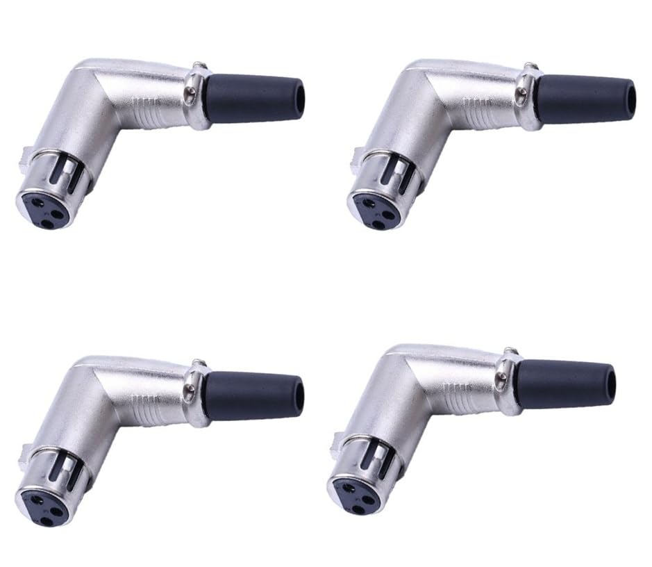 Pack of 4 Pieces 3-Pin Right Angle XLR Female Connector, 90° Audio & Video Plug (High Quality)-image-45