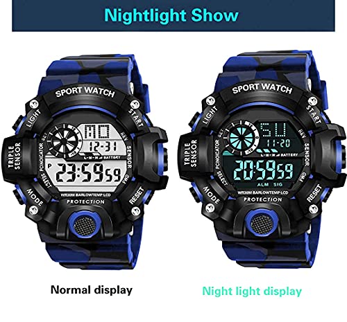 Image of Men's, Kid's Waterproof Shockproof Multi-Functional Automatic Digital Sports Wrist Watch with Led, Multicolour Strap - Pack of 2