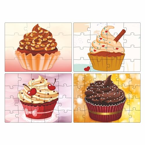 Image of Ankit Toys & Games Fix 'n' Learn Cup Cakes Jigsaw Puzzle for Kids | Educational and Learning Toy for Kids Age 3 and Above | Boost Memory Skills | 72 Pieces Transport Puzzles (Set of 4 Puzzles in Box)