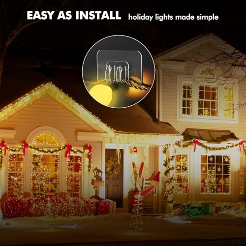 Image of 5 Pcs Wall Hanging String Light Sticker Hooks - Heavy Duty Self Adhesive Wall Hooks for Kitchen, Bathroom & Home, No Drilling PVC Stainless Steel Hooks for Decoration & Storage