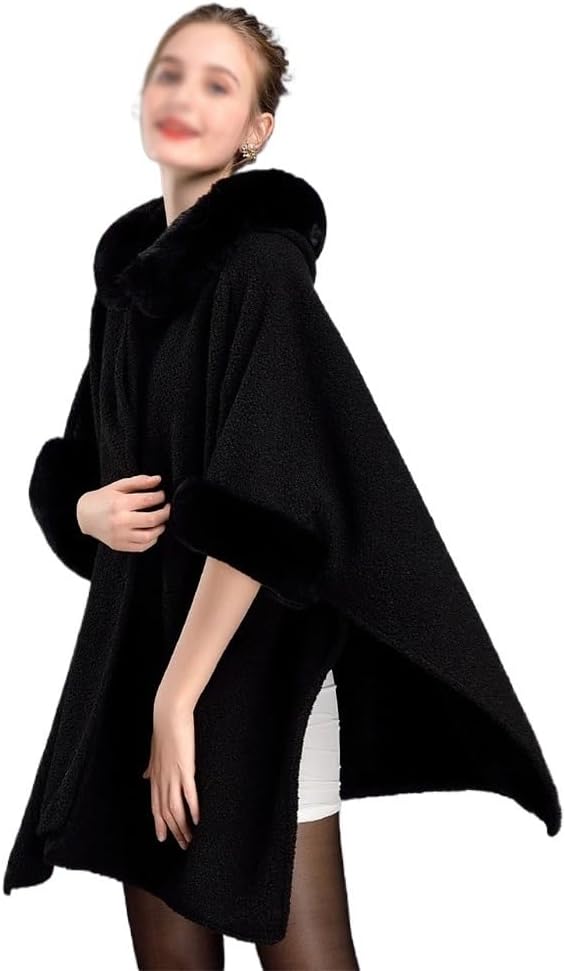 Thickened Warm Jacket Personalized Pullover Women's Cape Hooded Shawl