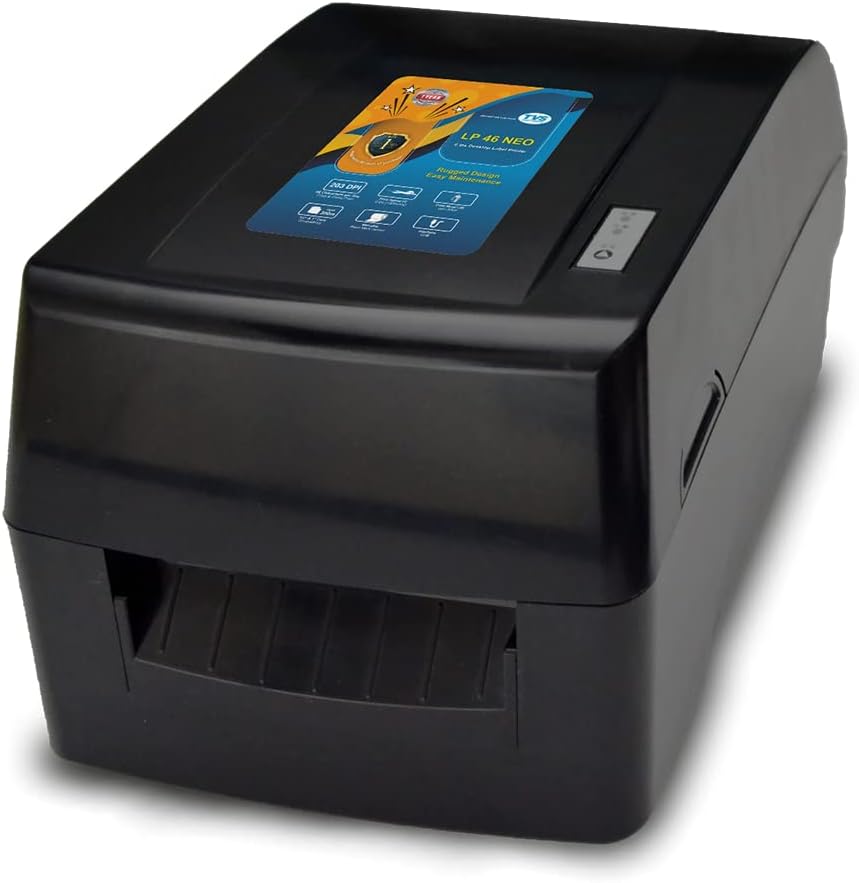 LP 46 Neo Label and Barcode Printer|Print Speed 6 Inches Per Second|high Ribbon Capacity of 300 Meters|Compact Design|resulution of 203 dpi|high legible Printing