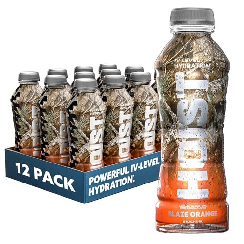 HOIST Premium Military Hydration Electrolyte Drink, Powerful IV-Level Hydration, Clinically Proven Dye Free Performance Drink, Blaze Orange, 16 Fl Oz (Pack of 12)