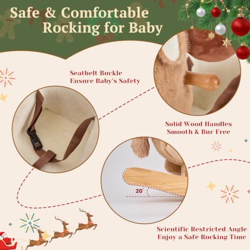 FUNLIO Weihnachts-Rentier-Baby-Schaukelpferd, festliches Weihnachts-Rentier-Schaukelpferd für Kleinkinder von 6 Monaten bis 3 Jahren… – Ansicht 5