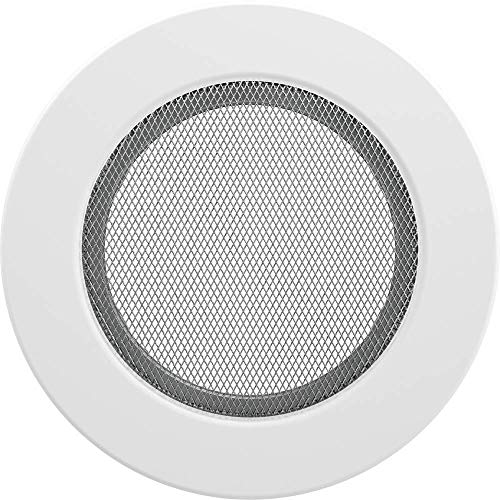 Rejilla de ventilación KRATKI | FI 125 mm | Ø 17,3 cm | Blanco | Rejilla Redonda de Aire Caliente | Rejilla de Escape para ventilación de chimeneas | para Cada Tipo de Interior