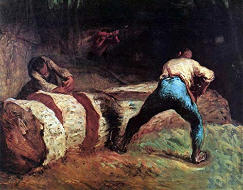 ABLERTRADE DHArt Metal Wall Art Large Millet Forest Workers in The Wood saws Landscape Vintage Wall Art Painting Tin Sign 8X12 Inch