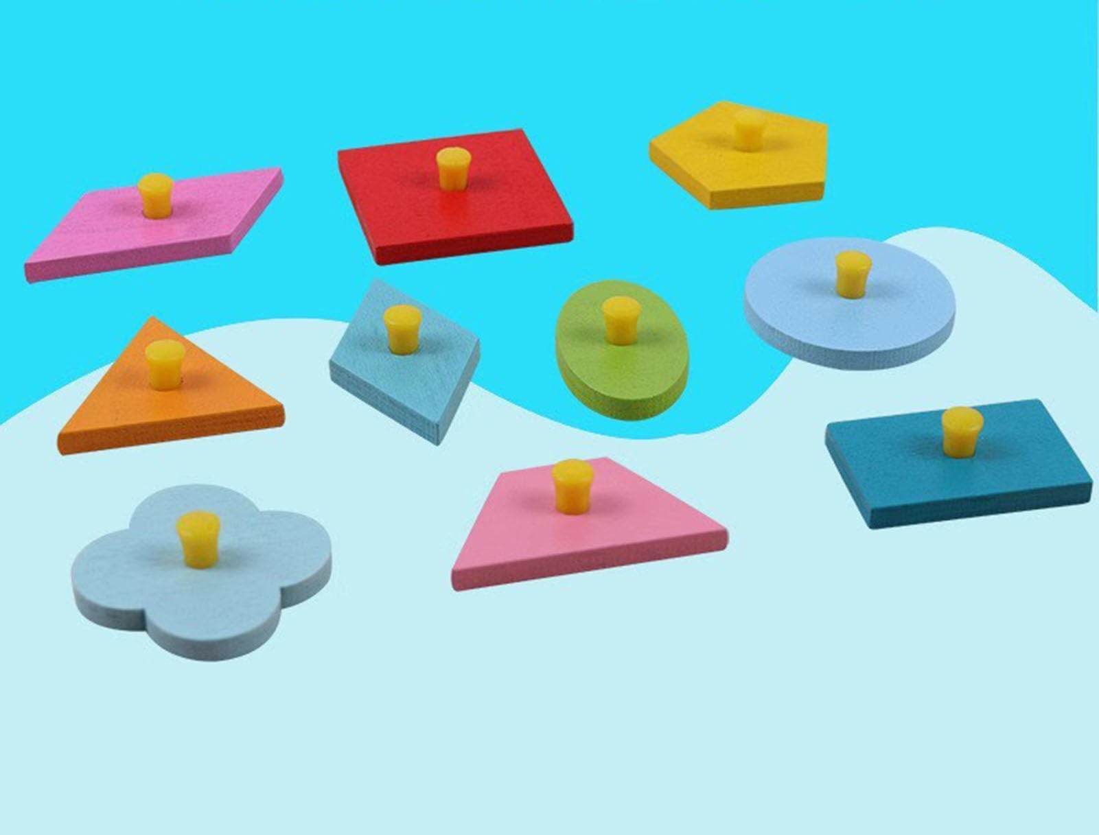 Montessori - Panel geométrico de madera para educación temprana, juguete sensorial para niños pequeños