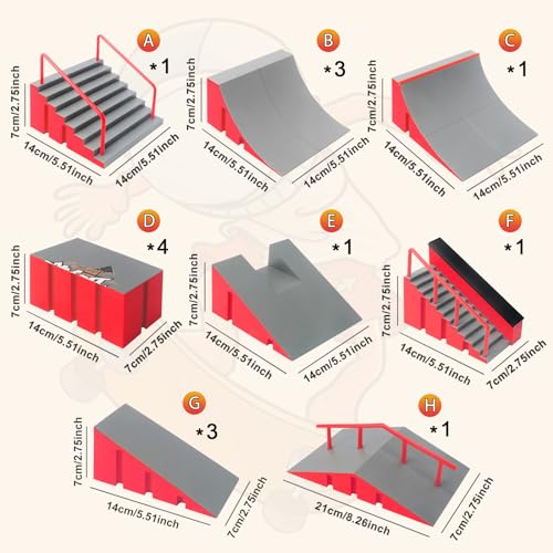 image for CS COSDDI Finger Skateboard Park Kits,14 in 1 Skateboard Finger Toys w