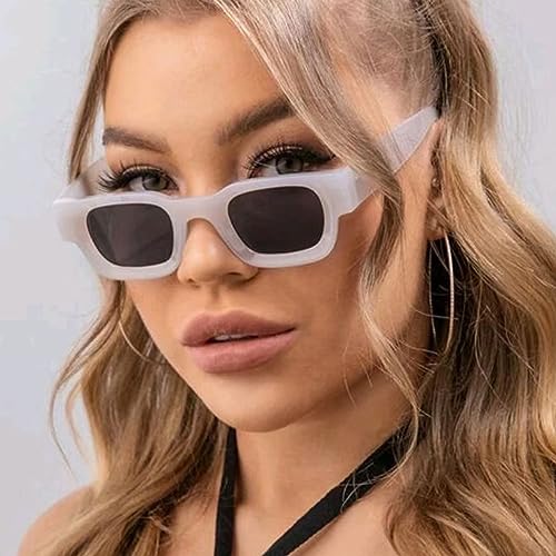 Image of EYLRIM Thick Square Frame Sunglasses for Women Men Chunky Rectangle Polarized Sunglasses UV400 Protection