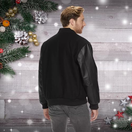 Victory Outfitters Men's Varsity Jacket Leather Sleeve and Wool Blend Letterman College Varsity Jacket Bomber Style Jacket2