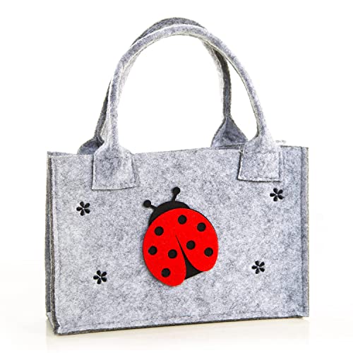 Logbuch-Verlag 3 kleine Filz Geschenktaschen Ostern Geburtstag 21 x 14 x 6 cm zum Befüllen Marienkäfer Tasche für Kinder Geburtstag