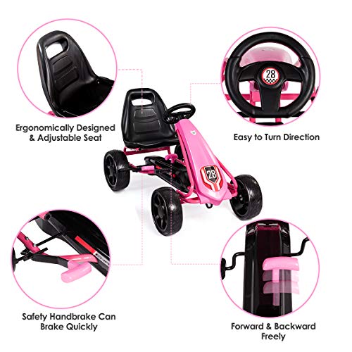 RELAX4LIFE Veicolo a Pedali per Bambini, Go-Kart a...