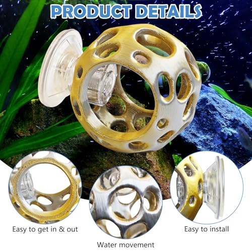 Image of Fhiny Betta Tunnel, Aquarium Betta Fish Hideout with Suction Cup Fish Tank Tunnel Shrimp Cave Aquarium Decor Fish Tank Accessories for Small Fish Shrimp Betta Guppy Hiding Resting (Gold)