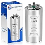 30+5 uF 30/5 MFD Dual Run Round Capacitor for AC, 370 or 440 Volt CBB65 Capacitor for AC Motor Run, Fan Start, Condenser Straight Cool, Heat Pump, Air Conditioner, and Pool Pump