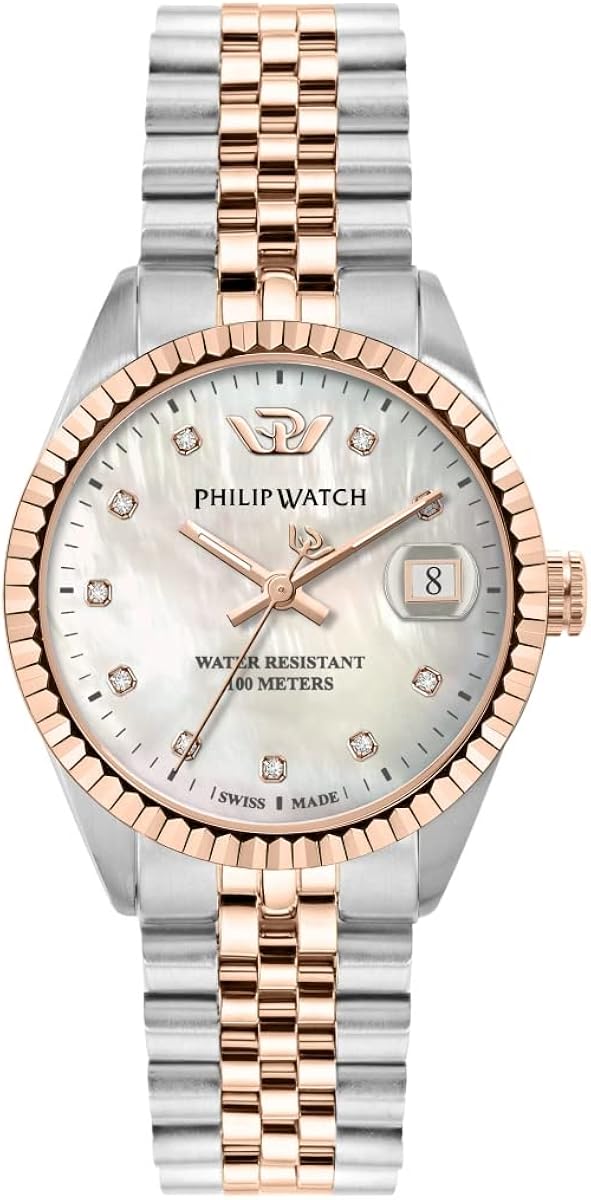 Philip Watch CARIBE Orologio Donna Tempo e data in Acciaio, PVD Oro rosa, Diamanti - R8253597575 Philip Watch CARIBE Orologio Donna Tempo e data in Acciaio, PVD Oro rosa, Diamanti - R8253597575