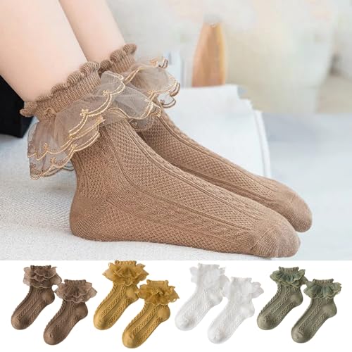 hatleues Women Socks Lolita Ruffle Lace Socks High Elasticity Soft Socks Breathable Sweat Absorption Lace Socks2