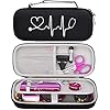 BOVKE Hard Stethoscope Case for 3M Littmann Classic III, Lightweight II S.E, Cardiology IV Diagnostic, MDF Acoustica Deluxe Stethoscopes – Extra Room for Taylor Percussion Hammer and Penlights, Black